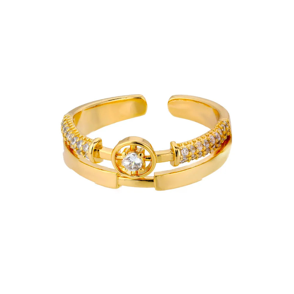 Anel Feminino Ajustável Cravejado com Zircônia