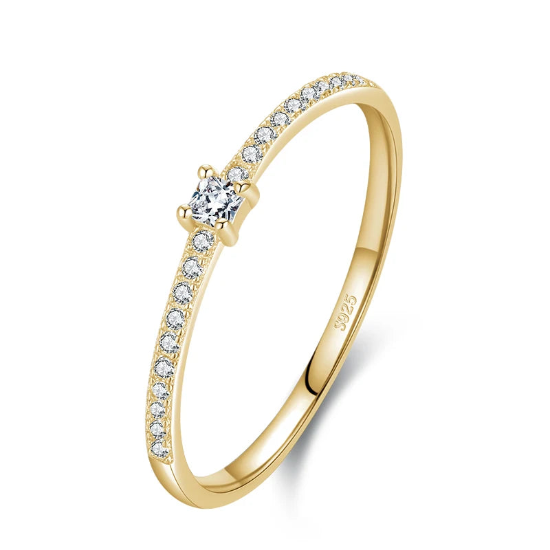 Anel Feminino de Ouro 18k Quadrada - Elegância em Prata Esterlina