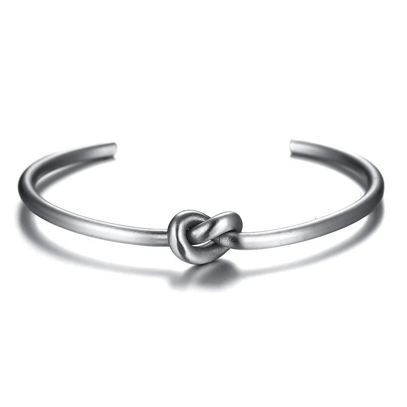 Pulseira de punho de nó estilo candido para mulheres, pulseiras elegantes de aço inoxidável cor dourada, joias de festa das irmãs bff