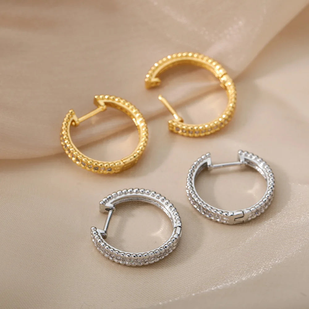 Brincos de argola redondos para mulheres, cor dourada, brincos de aço inoxidável, tendência 20224, nova faixa de casamento, joias para casal, itens frete grátis