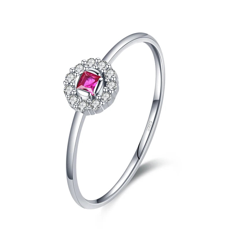 Modian autêntico 925 prata esterlina delicado cristal vermelho pequenos anéis de dedo para mulheres banda de casamento moda jóias de declaração