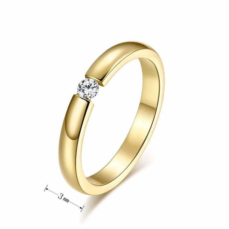 Vnox-Anéis de noivado em aço inoxidável para homens e mulheres, cor dourada simples, elegante faixa de casamento fina, presente de aniversário