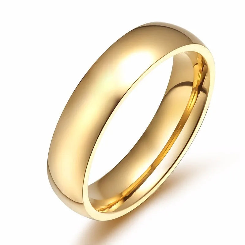 Vnox-Anéis de noivado em aço inoxidável para homens e mulheres, cor dourada simples, elegante faixa de casamento fina, presente de aniversário
