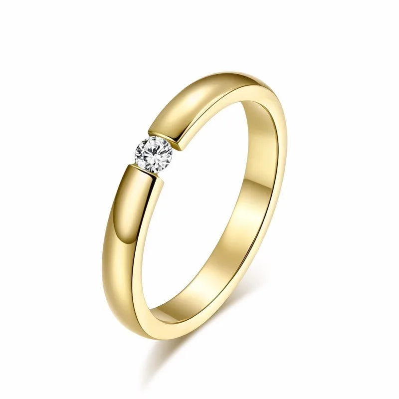 Vnox-Anéis de noivado em aço inoxidável para homens e mulheres, cor dourada simples, elegante faixa de casamento fina, presente de aniversário