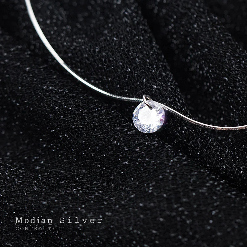 Colares Feminino Delicado Pingente de Zircônia Prata 925