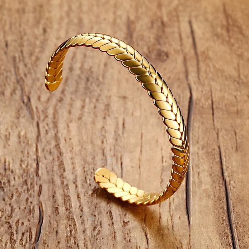 Pulseira de punho de nó estilo candido para mulheres, pulseiras elegantes de aço inoxidável cor dourada, joias de festa das irmãs bff