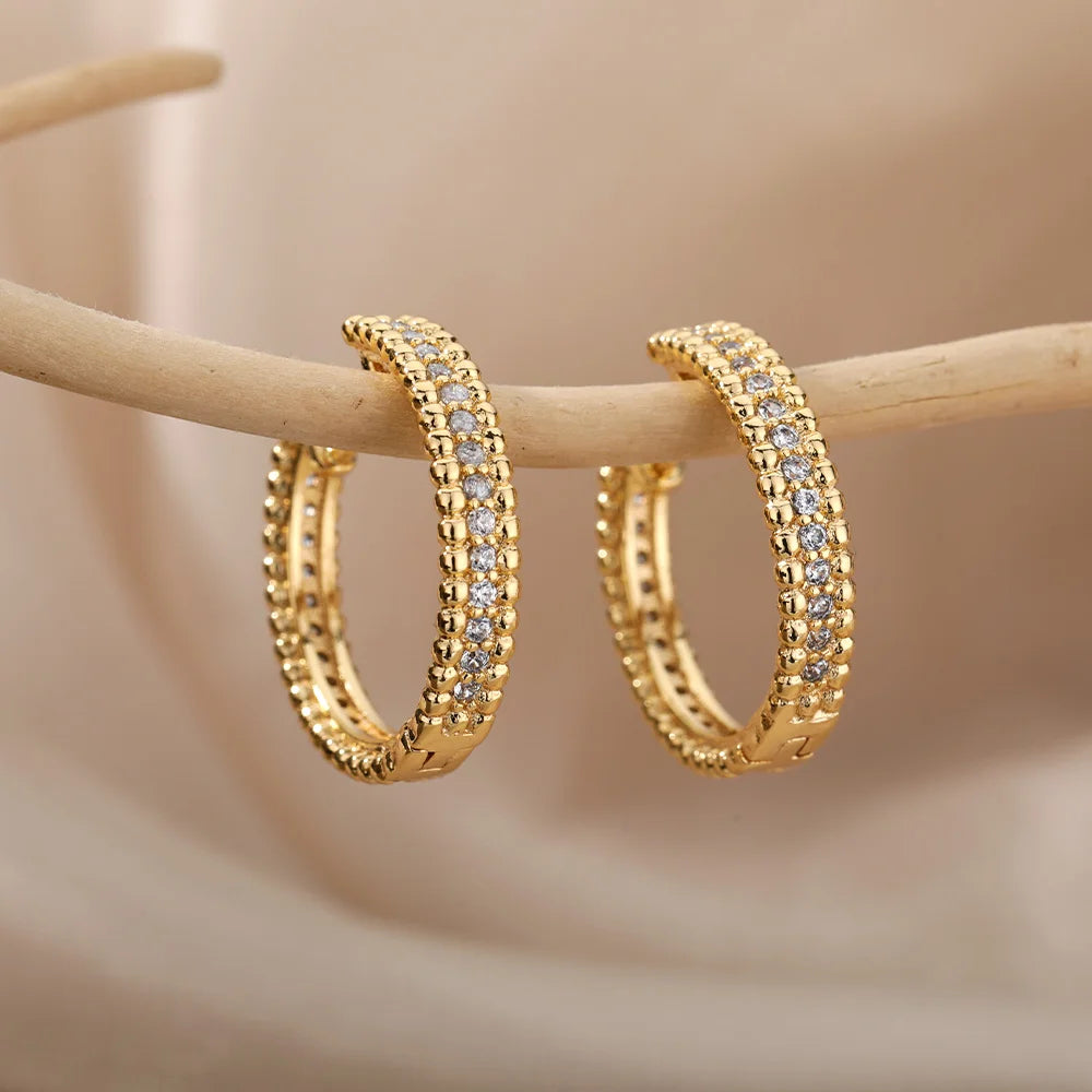 Brincos de argola redondos para mulheres, cor dourada, brincos de aço inoxidável, tendência 20224, nova faixa de casamento, joias para casal, itens frete grátis