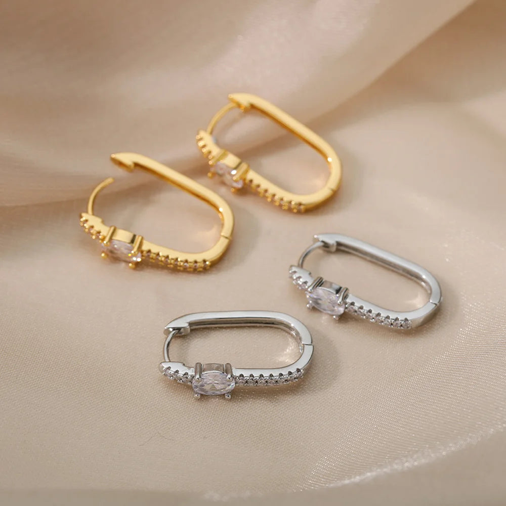 Brinco redondo minimalista de zircônia para mulheres, brinco irregular de aço inoxidável, moda festa de casamento, joias para presente, bijuterias femininas 2022