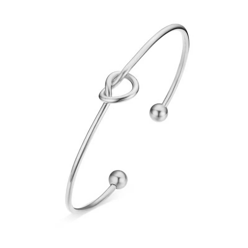 Pulseira de punho de nó estilo candido para mulheres, pulseiras elegantes de aço inoxidável cor dourada, joias de festa das irmãs bff