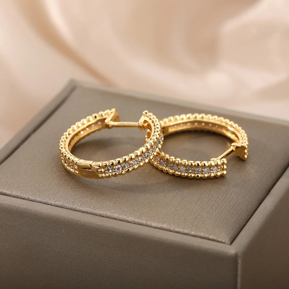 Brincos de argola redondos para mulheres, cor dourada, brincos de aço inoxidável, tendência 20224, nova faixa de casamento, joias para casal, itens frete grátis