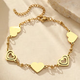Pulseira de Ouro Feminina Ajustável Coração Delicado