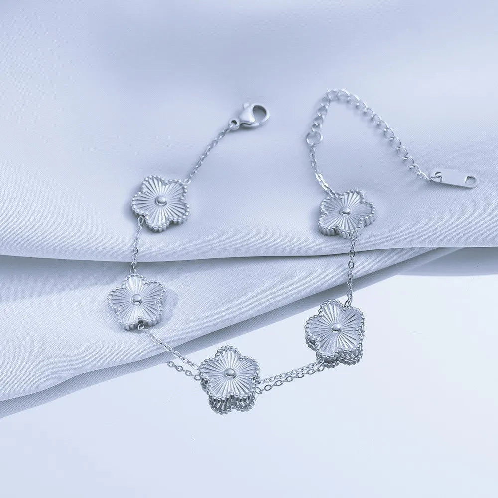 Pulseira de Ouro Feminina Ajustável Flores