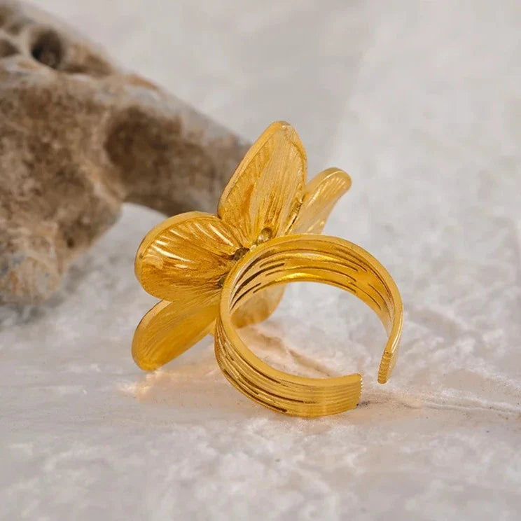 Anel Feminino Ajustável Flor Radiante