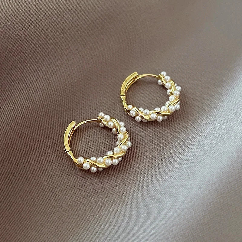 Brinco Feminino Argola Perolado Ouro 18K