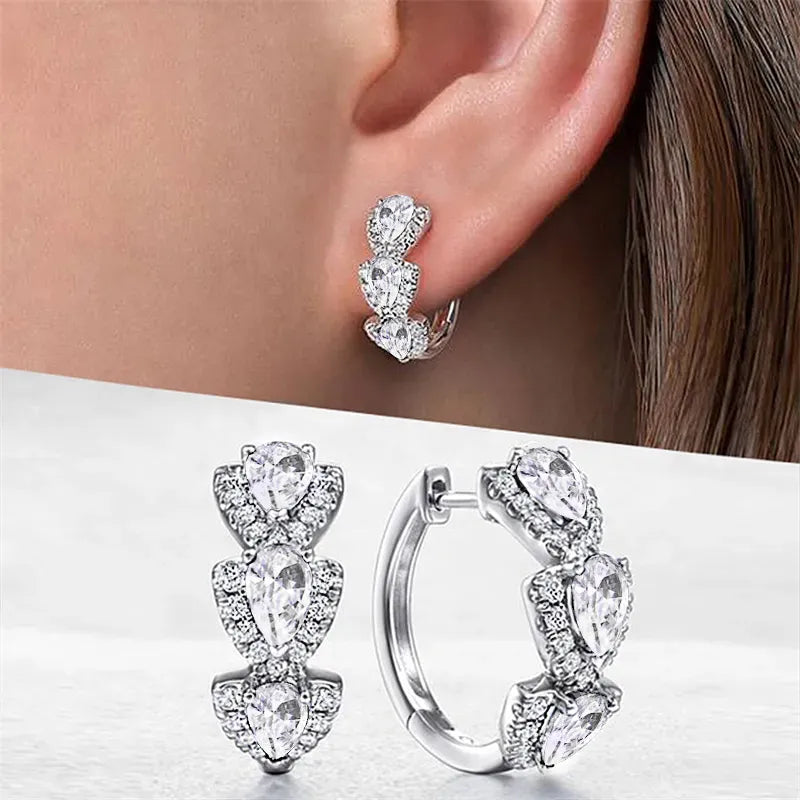 Brinco Feminino Argola Elegant Pedras de Zircônia