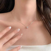 LGKGL-S925 Sterling Silver Plated 18K Conjunto De Colar De Ouro, zircão, Diamante Espumante Feminino, Grama De Quatro Folhas, Cadeia Colar Versátil
