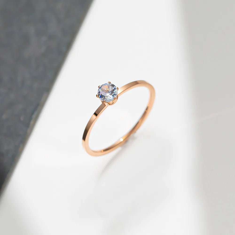 Anél Femininos de Ouro de Aço Inoxidável e Banho de Ouro 18K