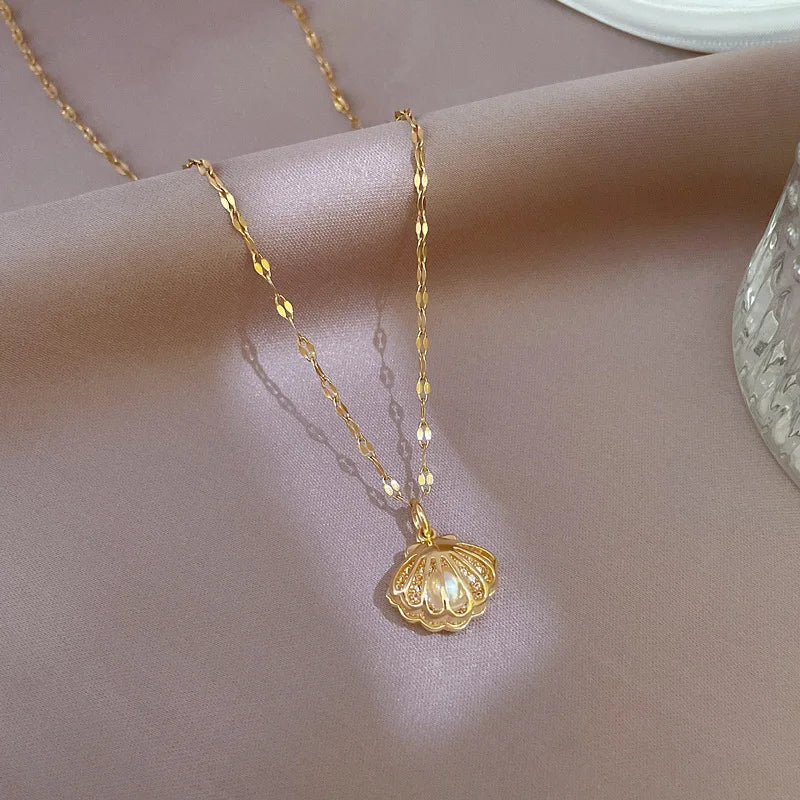 Colar Concha com Pérola 18K