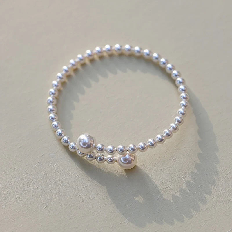 Pulseira de Ouro Feminina Ajustável Perolas Delicadas