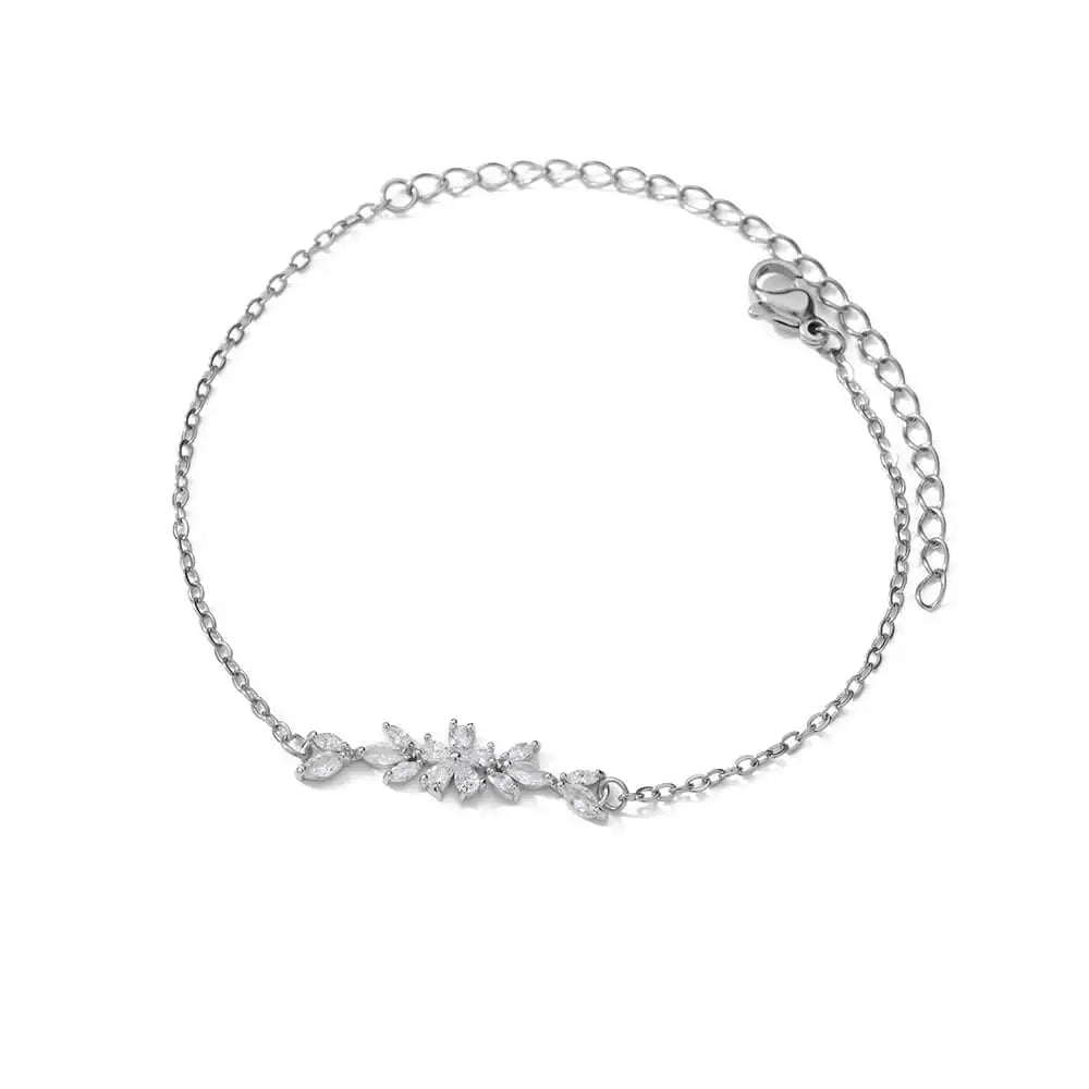 Pulseira de Ouro Feminina Floral Luxuosa