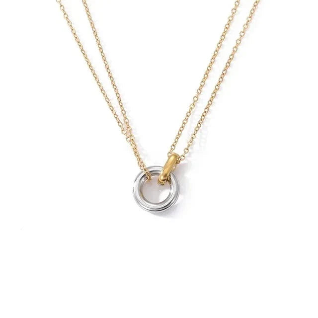 Colares Feminino Duplo Círculos unidos