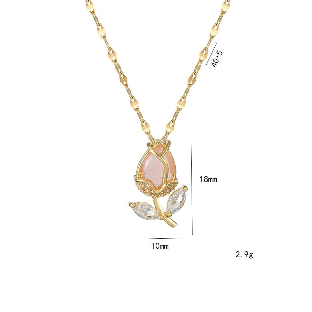 Colar Rosa Cravejada com Zircônia 18K