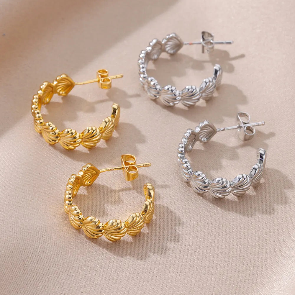 Brincos de aço inoxidável em forma de c para mulheres estilo coreano banhado a ouro piercing brinco luxo qualidade jóias presente de aniversário