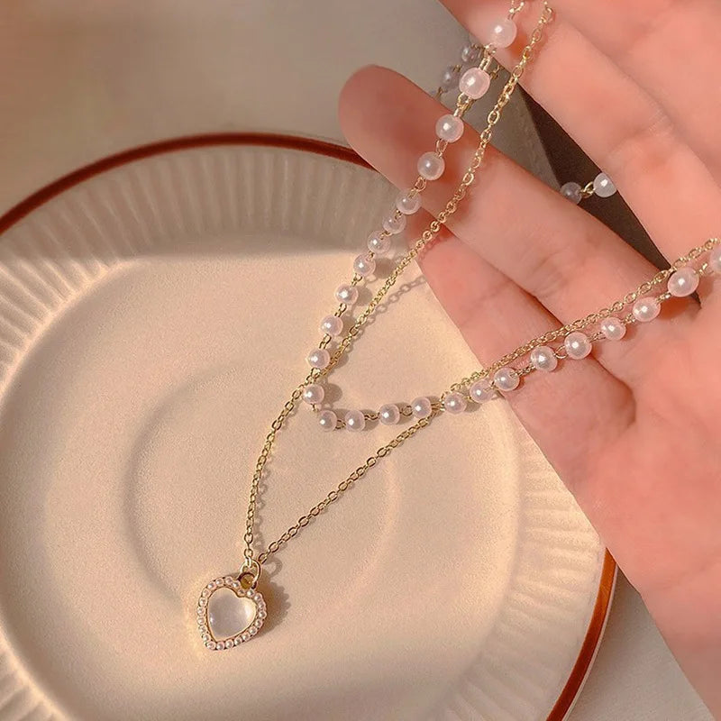 Colar Duplo Pérolas Charmosas 18K