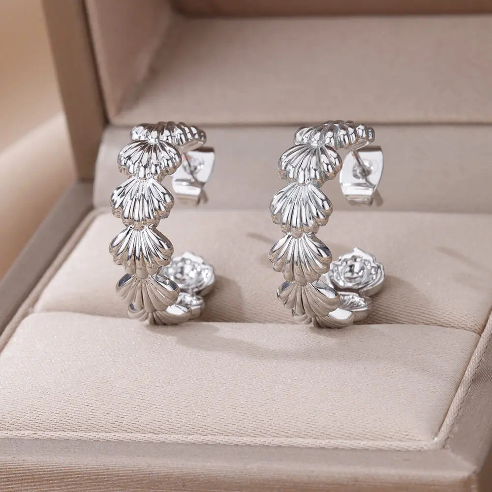 Brincos de aço inoxidável em forma de c para mulheres estilo coreano banhado a ouro piercing brinco luxo qualidade jóias presente de aniversário