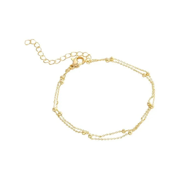 ANENJERY Pulseira de bola pequena para mulheres vintage banhado a ouro cor manguito pulseiras femininas corrente de declaração joias pulsera pulseira