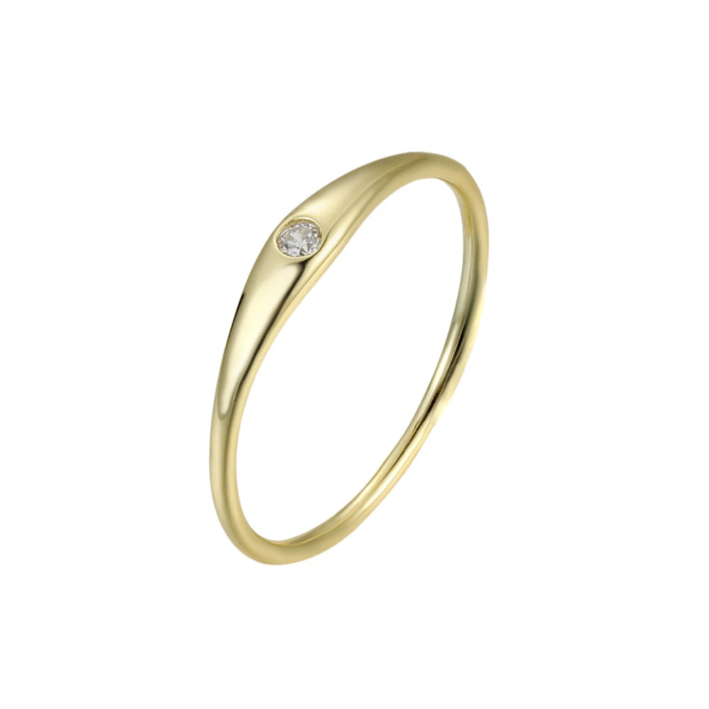 Prata esterlina 925 anéis finos para mulheres, jóias simples da moda, anéis de dedo simples de zircão, jóias banhadas a ouro