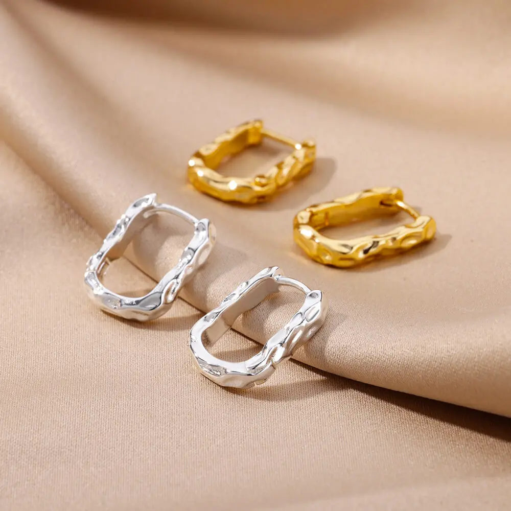 Brincos de argola quadrados de aço inoxidável para mulheres 2023 tendência luxo banhado a ouro brinco redondo estético jóias de casamento presente