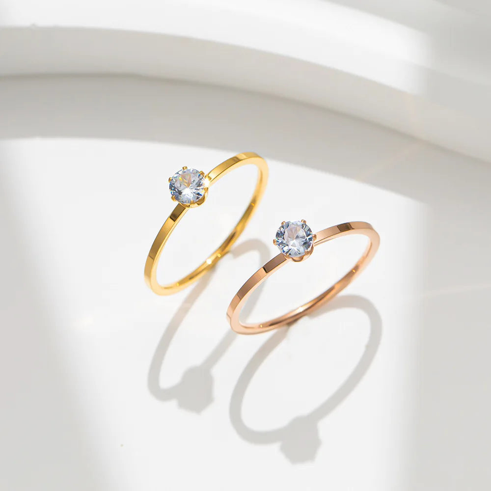 Anél Femininos de Ouro de Aço Inoxidável e Banho de Ouro 18K