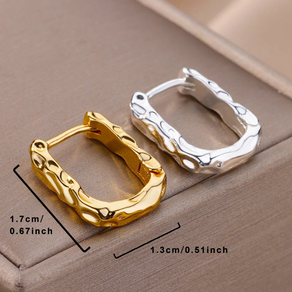 Brincos de argola quadrados de aço inoxidável para mulheres 2023 tendência luxo banhado a ouro brinco redondo estético jóias de casamento presente