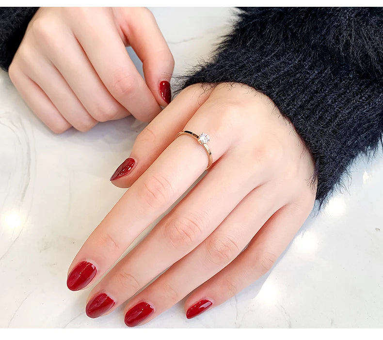 Anél Femininos de Ouro de Aço Inoxidável e Banho de Ouro 18K