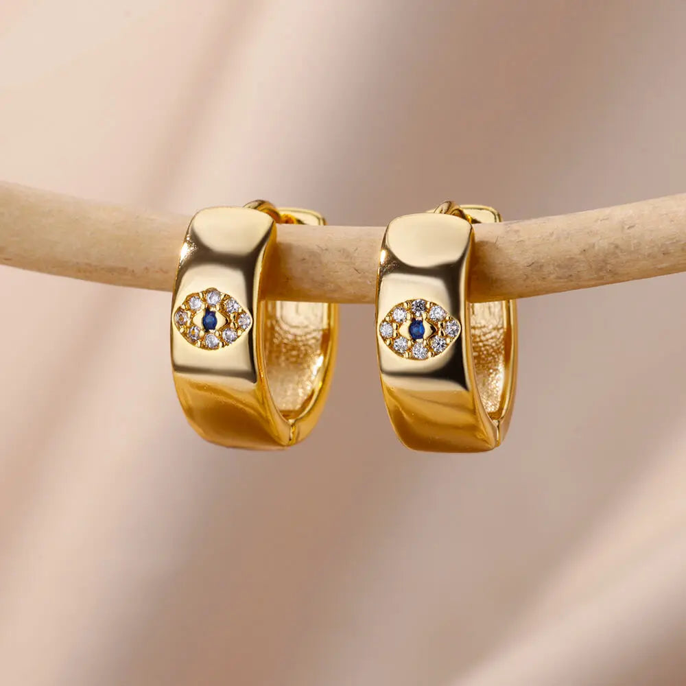 Brincos vintage banhados a ouro para mulheres, brincos de argola de aço inoxidável, joias estéticas de luxo, presente de casamento, frete grátis