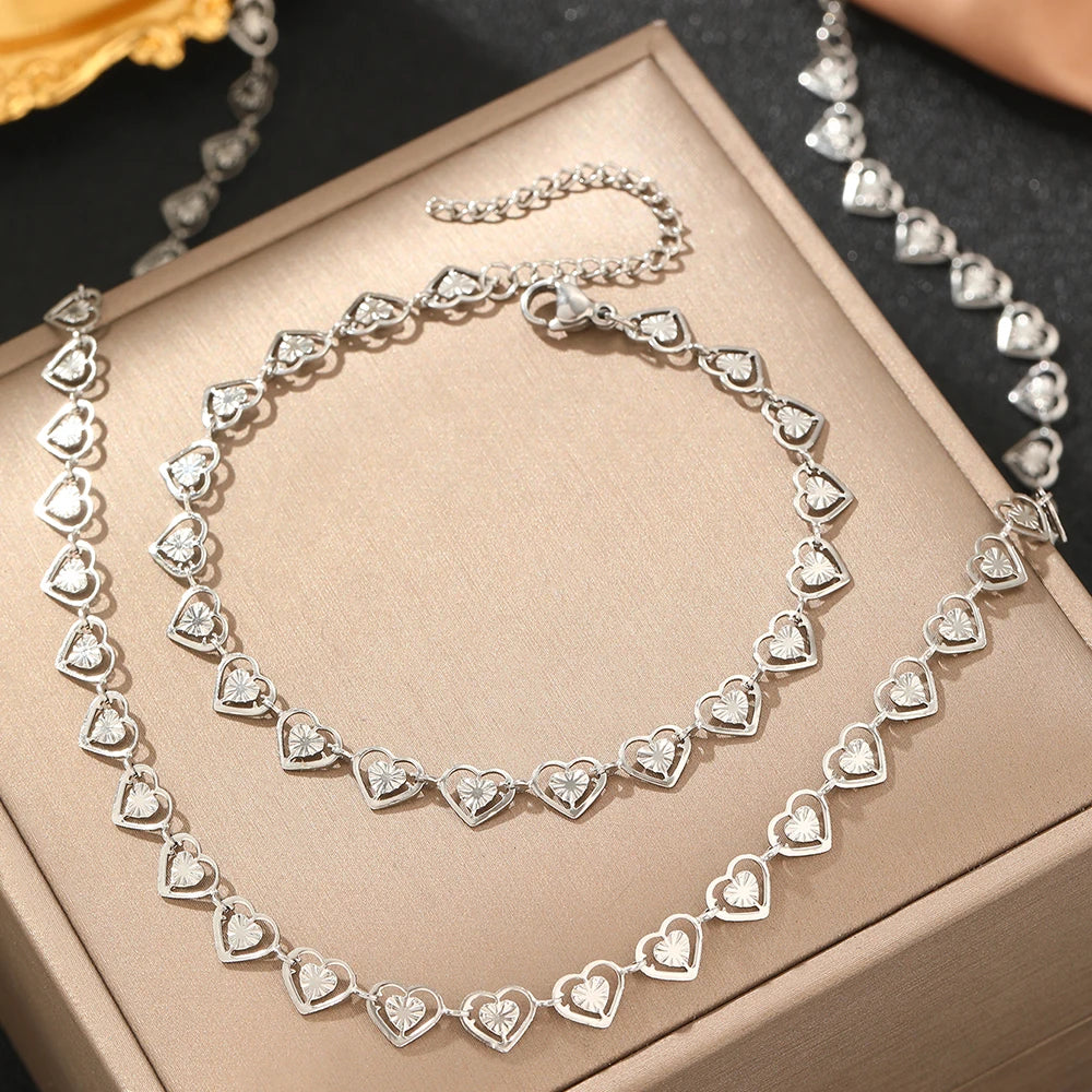 Pulseira de Ouro Feminina Conjuntinho Coração Radiante