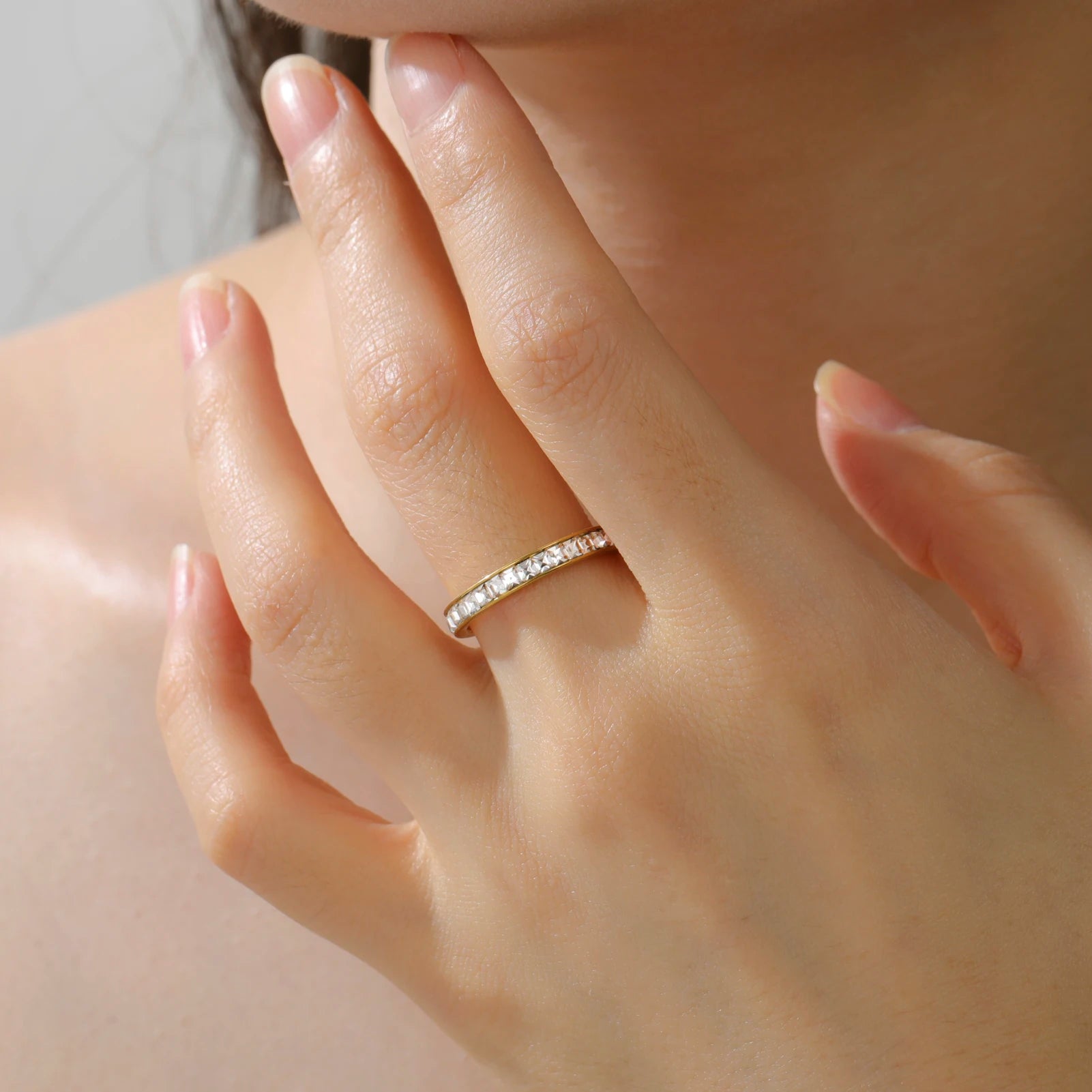 Cooltime luxo aço inoxidável declaração zircão cúbico anéis para homens mulheres romântico noivado festa de casamento jóias