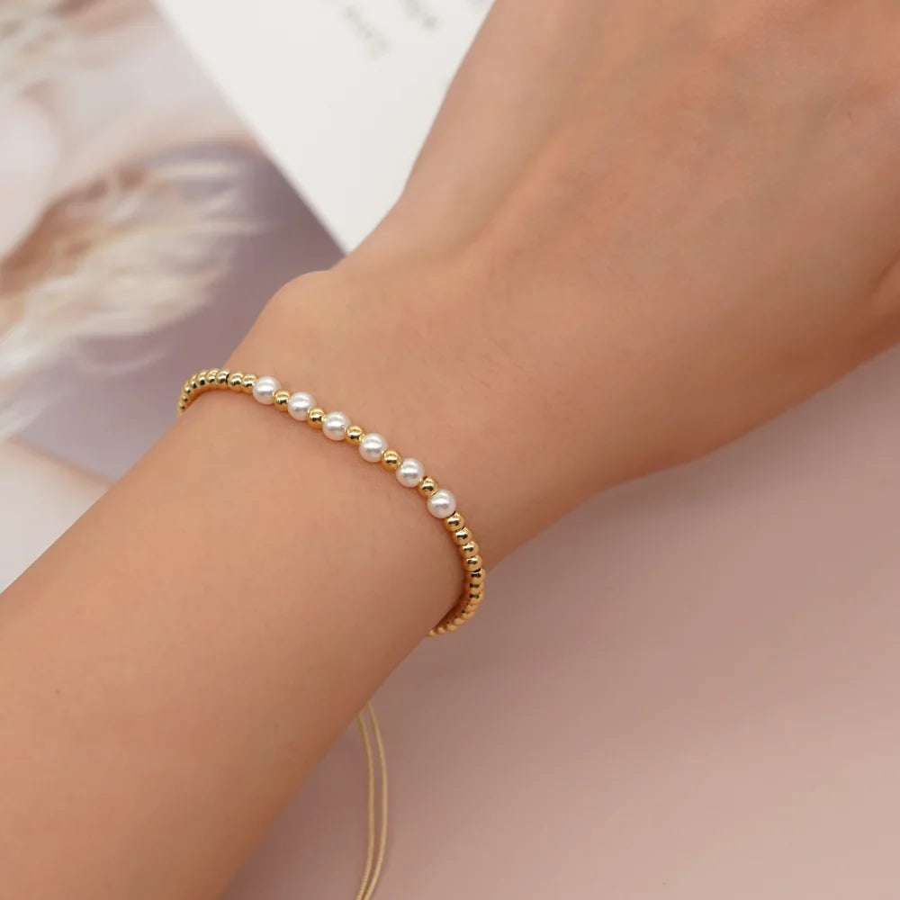 Banhado a ouro frisado surfista pulseiras pérola natural charme pulseira artesanal moda verão jóias para mulheres adolescente presente da menina
