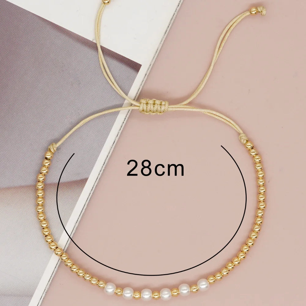 Banhado a ouro frisado surfista pulseiras pérola natural charme pulseira artesanal moda verão jóias para mulheres adolescente presente da menina