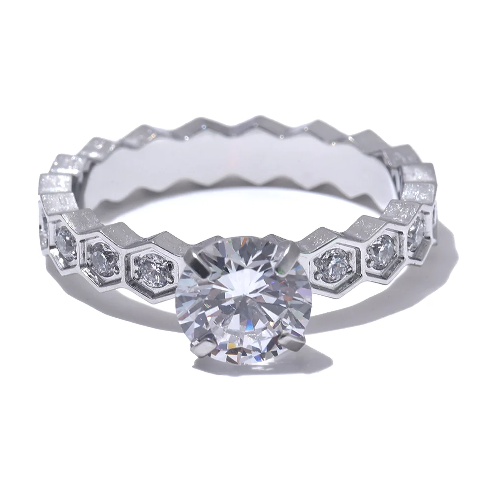 Yhpup luxo aaa bling zircônia cúbica clássico anel 2024 aço inoxidável cz 18k ouro pvd banhado moda requintado jóias presente