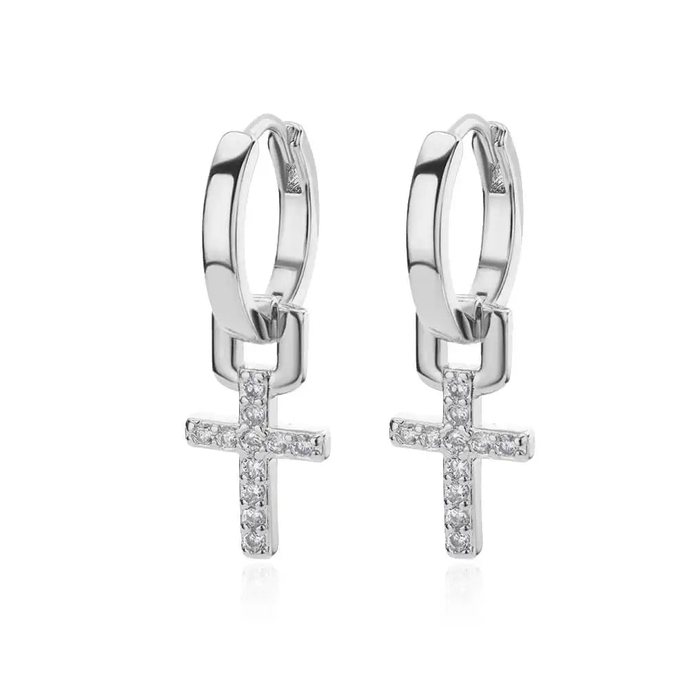 Zircão cruz balançar brincos para mulheres meninas brinco cruz de aço inoxidável 2023 tendência casal casamento jóias estéticas aretes