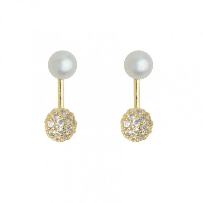 Brinco de Pérola Dupla Ouro 18K