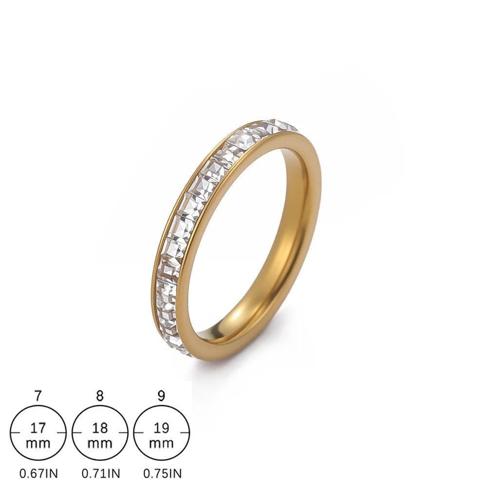 Cooltime luxo aço inoxidável declaração zircão cúbico anéis para homens mulheres romântico noivado festa de casamento jóias