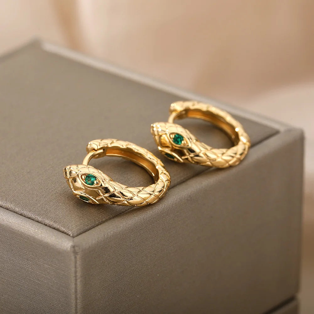 Brincos de cobra vintage para mulheres, mini animal fofo, aço inoxidável, três cores, brincos serpentinos, punk, acessórios de joias, presente