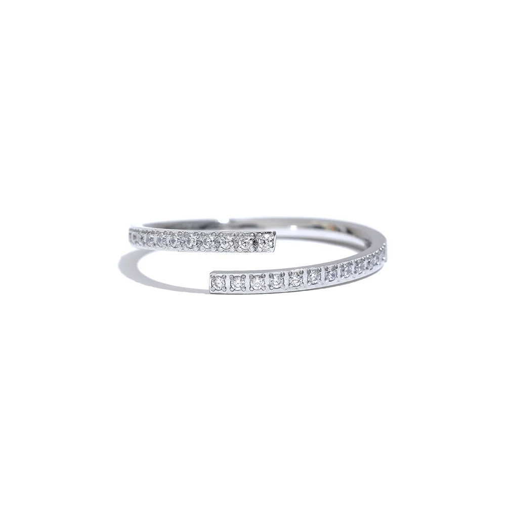 Yhpup requintado minimalista zircônia cúbica aço inoxidável aberto anel feminino chique coreano moda dourada à prova dwaterproof água dedo jóias