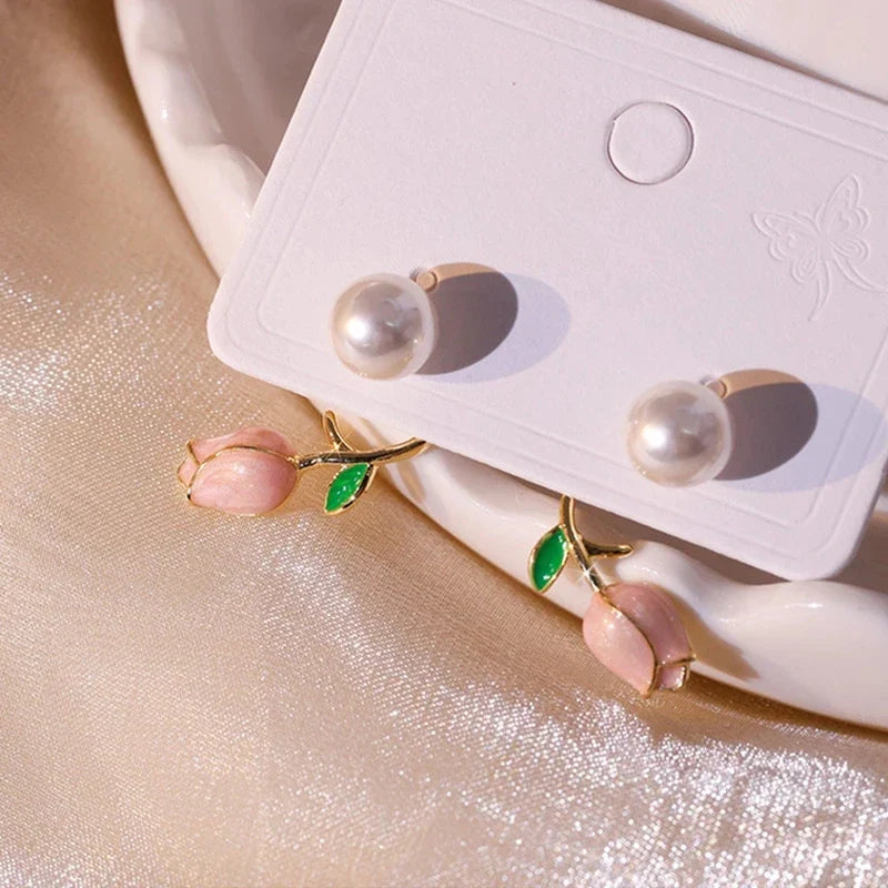 Brinco Feminino Rosa Perolada