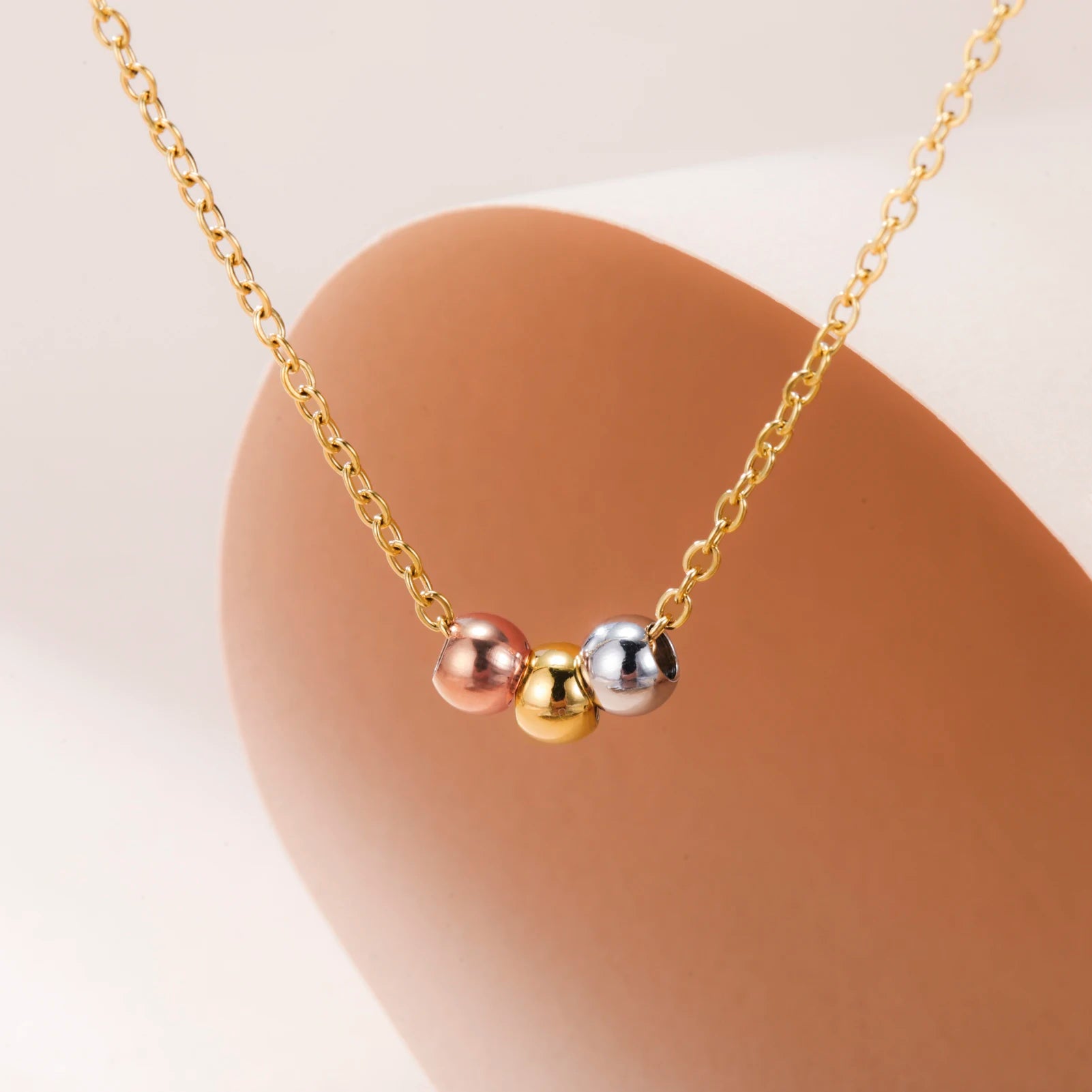 Skyrim três contas colar de aço inoxidável cor ouro minimalista feminino gargantilha pescoço correntes na moda jóias presente atacado