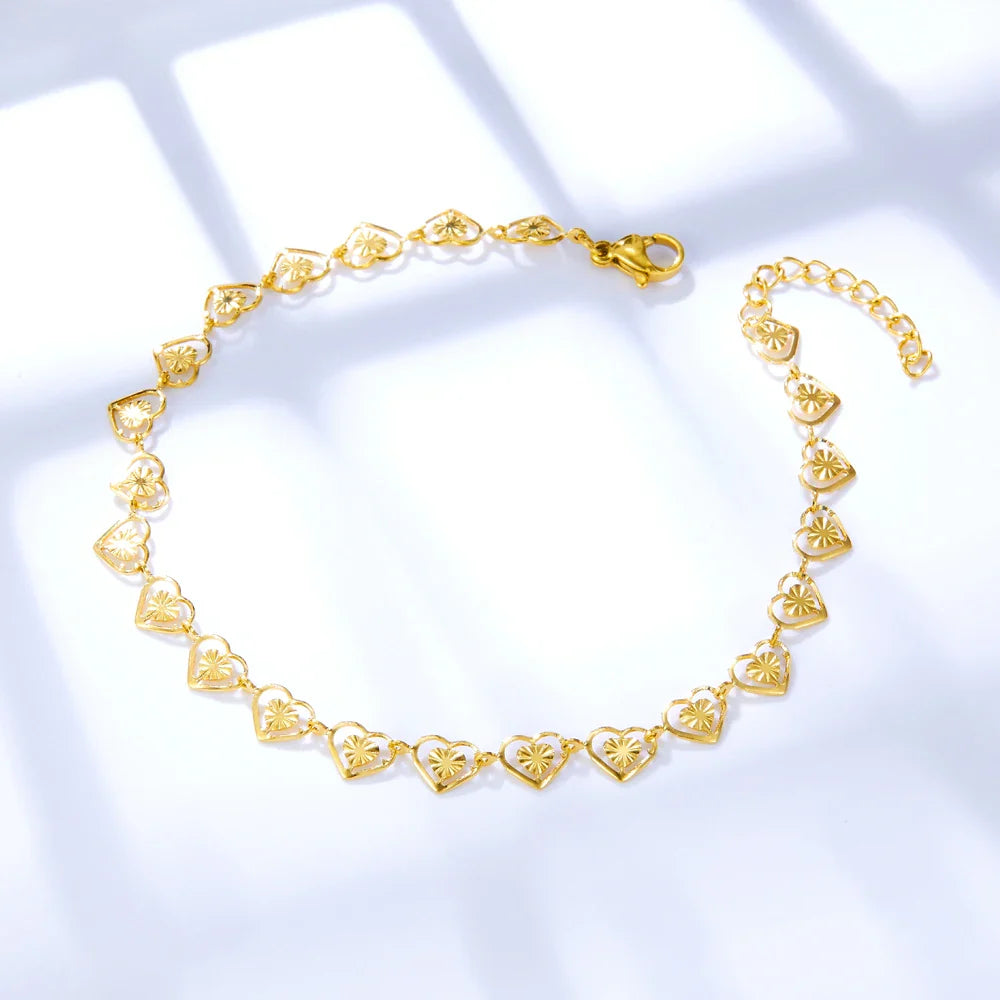 Pulseira de Ouro Feminina Coração Life