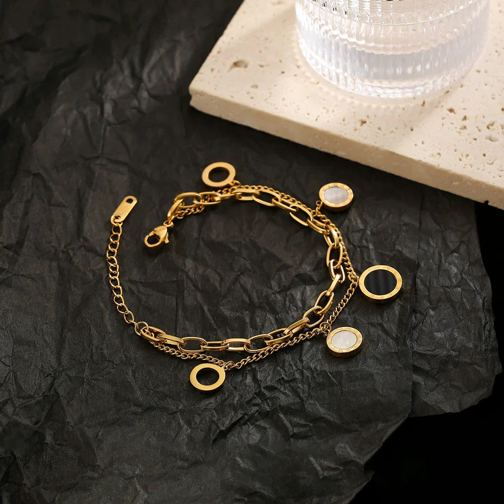 Pulseira Feminina Dourada Dupla